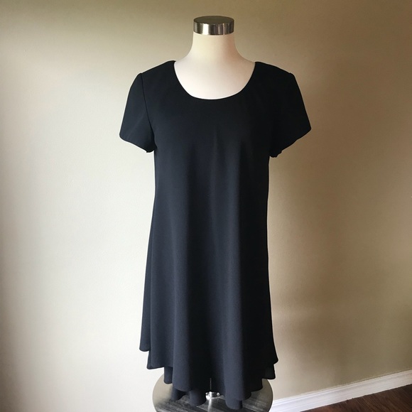Vintage Dresses & Skirts - Vintage 90s Black Flounce Knee Length Dress
